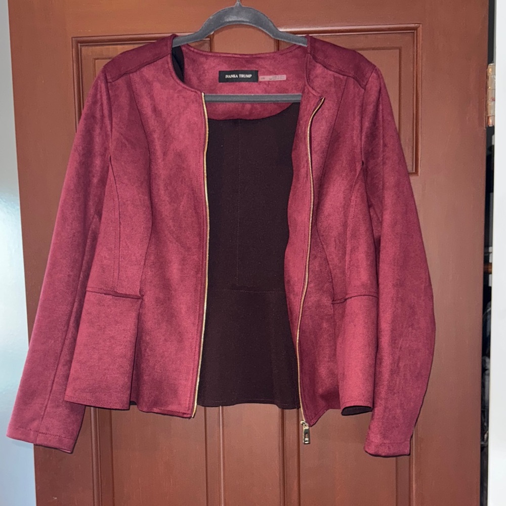 Ivanka Trump Burgundy Blazer With Gold Zipper